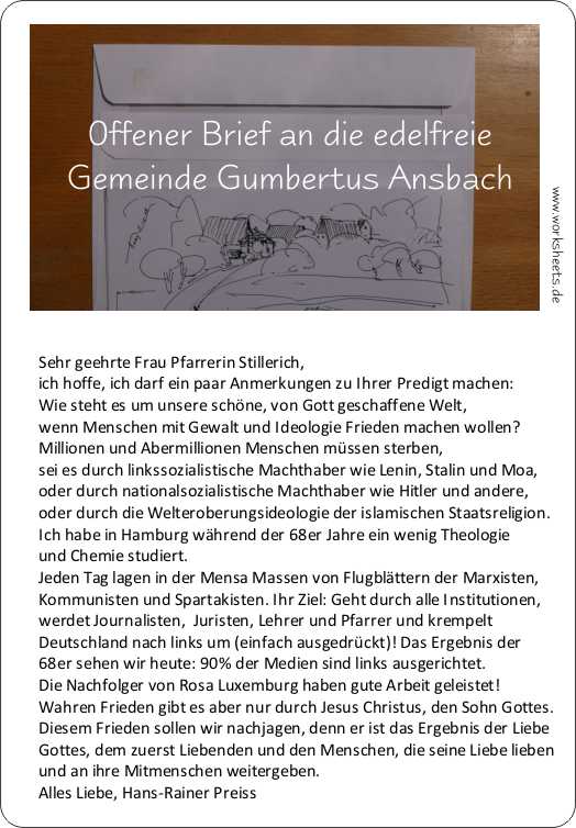 Offener Brief an Gumbertus Ansbach